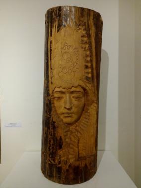 Wooden bust of Söyembikä by Baki Urmanche, 1980