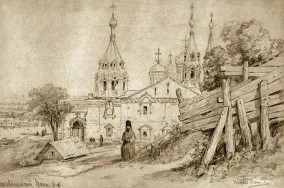 Благовещенский монастырь. 1830 - 1860 г. г. Бумага, графитный карандаш 