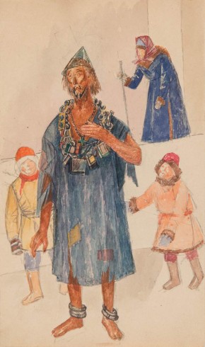 Sketch for a Holy Fool’s costume for the Boris Godunov performance