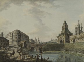 Moscow. View of the Gate and Walls of Kitay-Gorod (View of Ilyinsky Gate and the House of Countess V. Razumovskaya)