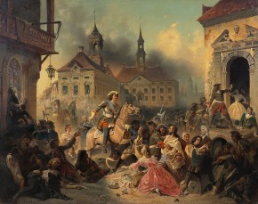 Петр I усмиряет ожесточенных солдат своих при взятии Нарвы в 1704 году