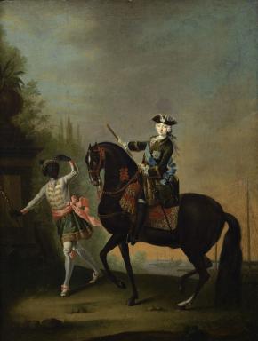Equestrian Portrait of the Empress Elizabeth Petrovna with a Little Negro Footboy