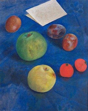Fruit on a Blue Tablecloth