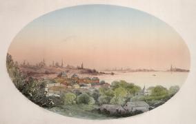 Andrey Rakovitch "View of the Kremlin of Kazan from Podlouzhnaya street". 1850-s