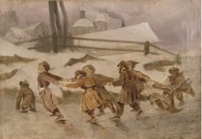 В. Перов "Радости зимы" ("Играющие мальчики") 1864 (ГМИИ РТ). Эскиз неосуществлённой картины.