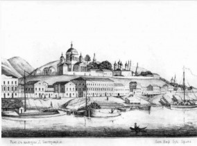 Вид Благовещенского монастыря. 1857 г. Литография