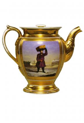 Чайник с крышкой с изображением продавца рыбы