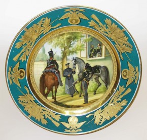 Тарелка с изображением чинов 2-й драгунской дивизии 3-го резервного кавалерийского корпуса