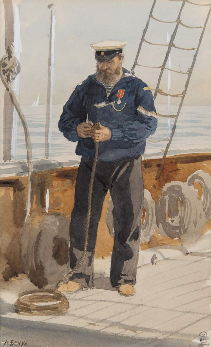 Портрет боцмана Шахова с императорской яхты «Царевна», Albert Nikolayevitch Benois, 1886s–1890s