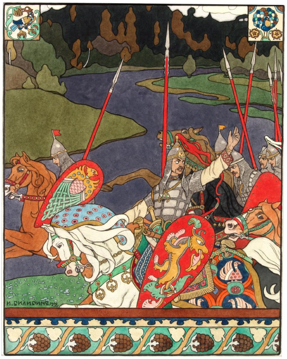 Вольга с дружиной, Ivan Bilibin, 1902