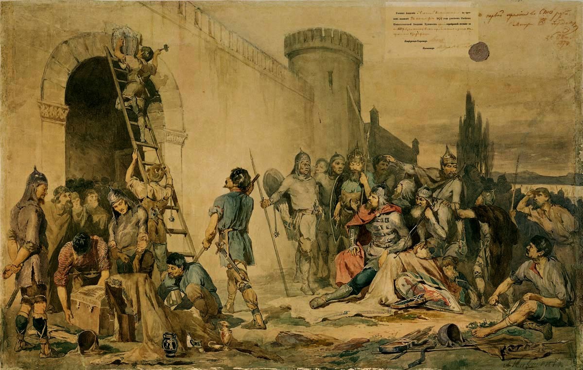 Олег прибивает щит к вратам Царьграда, Aleksey Kivshenko, 1874
