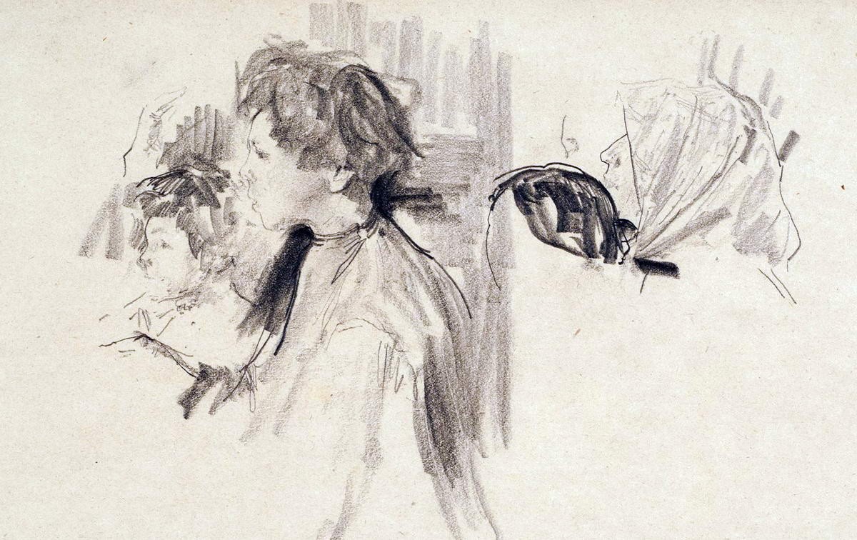 Крестьянские дети. Голова крестьянки в платке, Filipp Malyavin, second half of the 1890s
