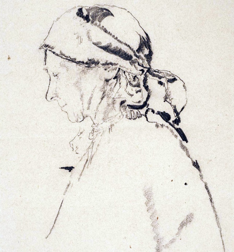 Пожилая крестьянка в платке, Filipp Malyavin, 1910s – early 1920s