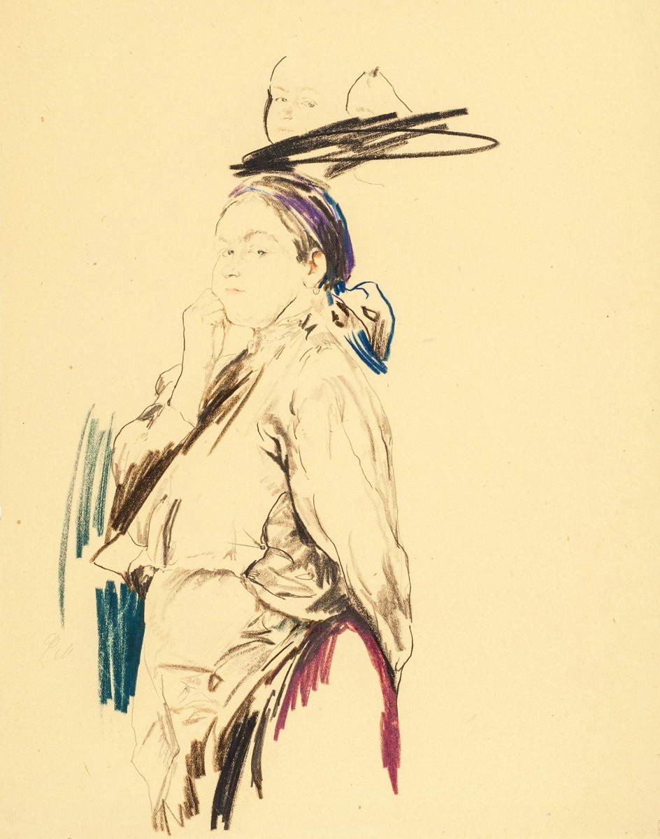 Стоящая женщина. Женское лицо, Filipp Malyavin, 1919–1920