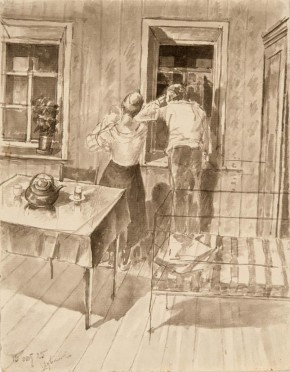 Эскиз к картине «1919 год. Тревога» 
