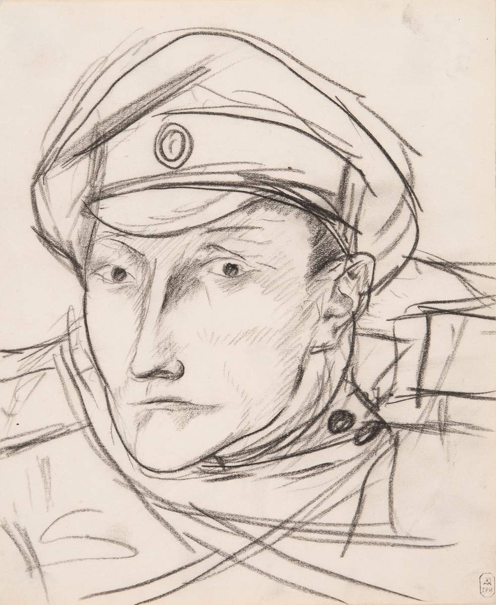 Голова офицера (Голова солдата в фуражке), Kuzma Petrov-Vodkin, 1915