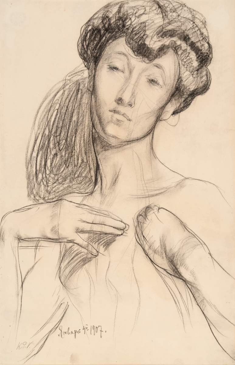 Портрет натурщицы, Kuzma Petrov-Vodkin, 1907