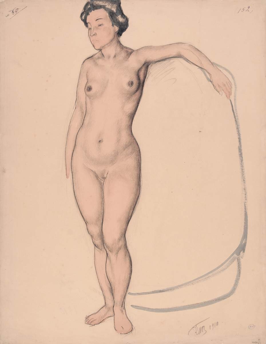 Стоящая натурщица, Kuzma Petrov-Vodkin, 1910