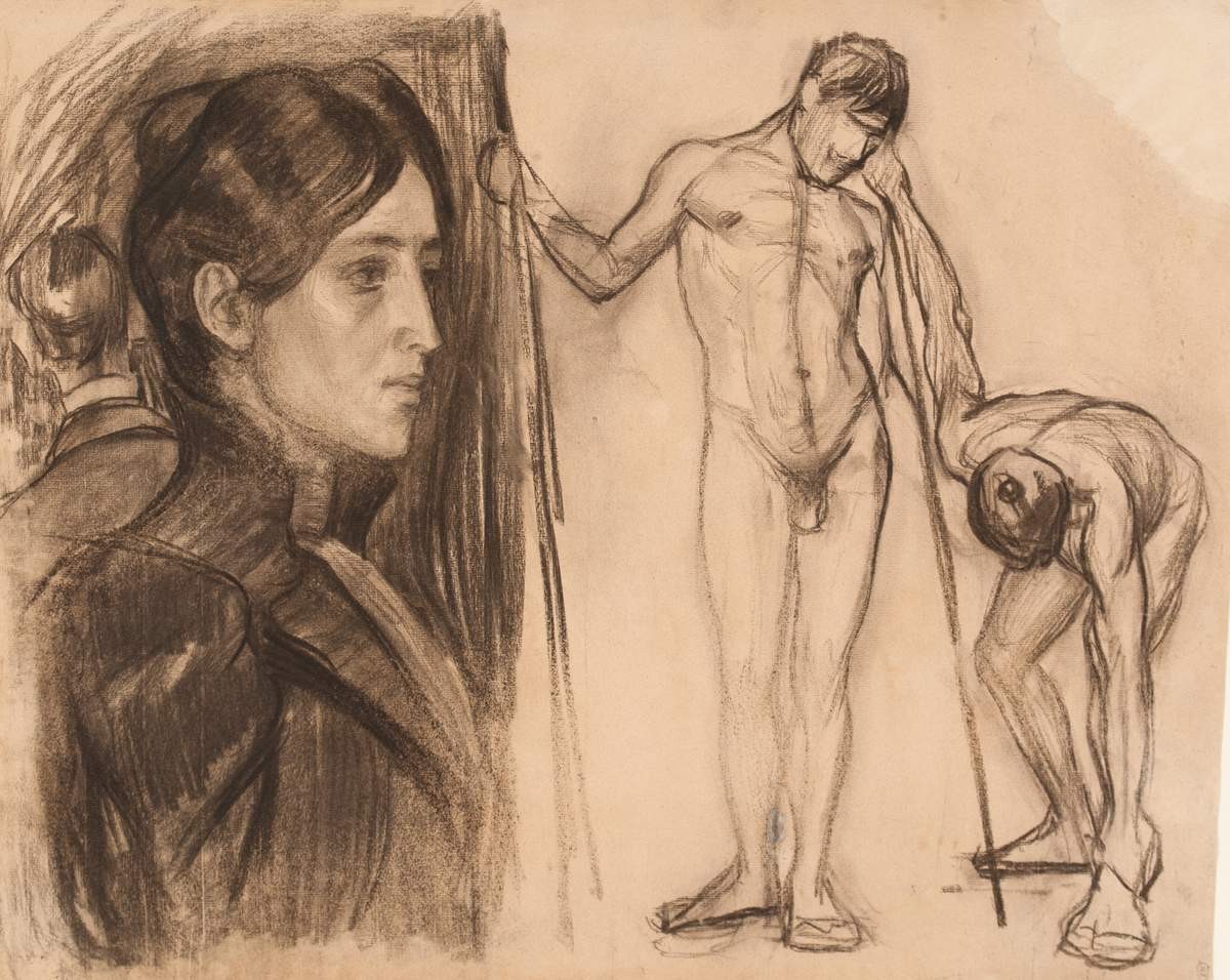 Женский портрет. Два натурщика, Kuzma Petrov-Vodkin, 1906