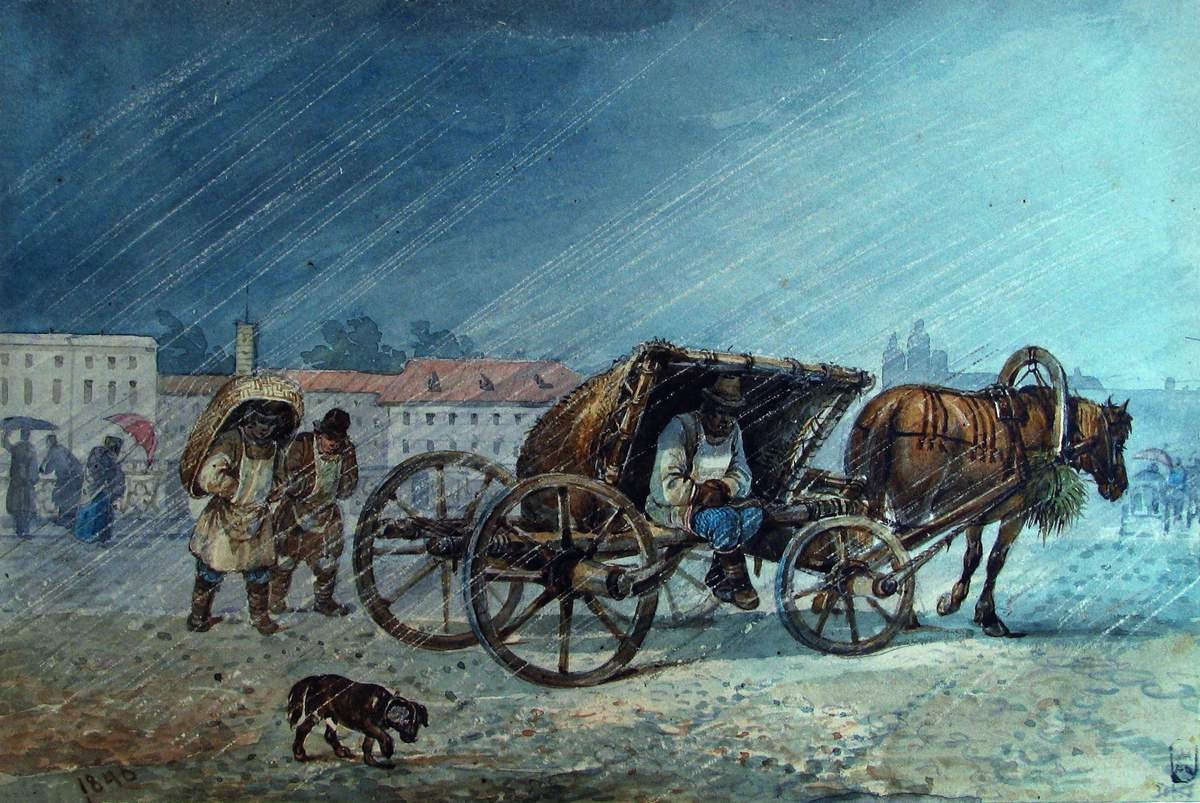 Улица в дождь, Carl Ivanovitch Kollmann, 1840