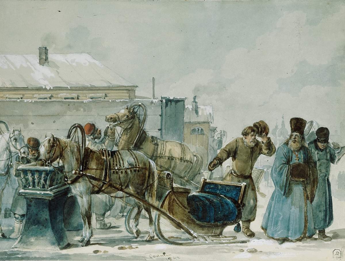 Наем извозчика, Carl Ivanovitch Kollmann, 1842