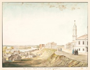 Г. Могилев. Вид башни городской ратуши, Алениных ворот и церкви Бернардинцев