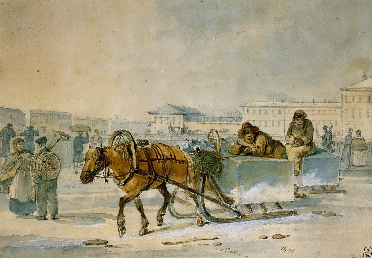 Развозка льда, Carl Ivanovitch Kollmann, 1842
