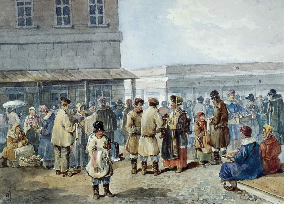 Ярмарка в городе, Carl Ivanovitch Kollmann, 1840s