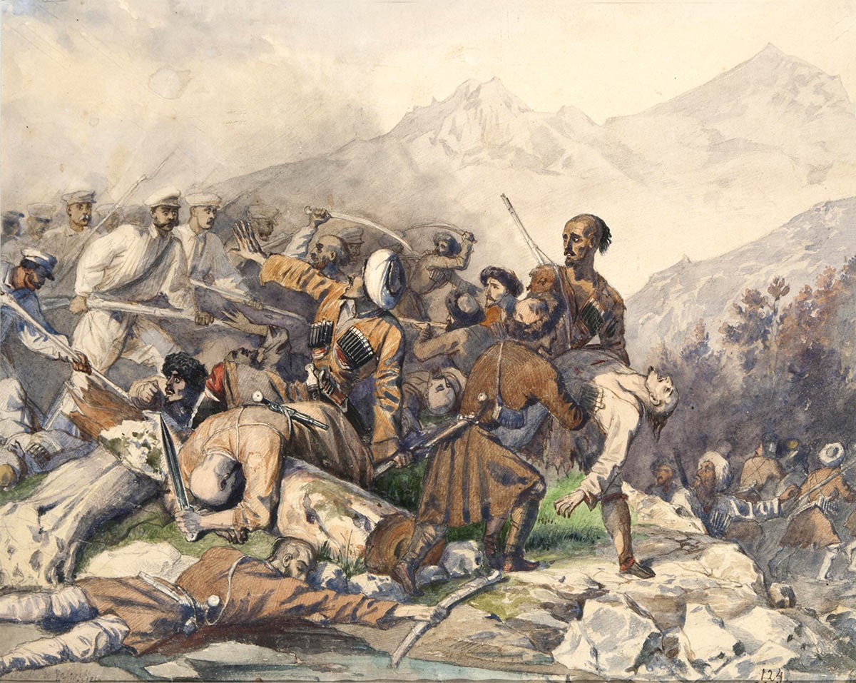 Эпизод из сражения при Валерике. По рисунку М.Ю. Лермонтова, Grigory Gagarin, 1840