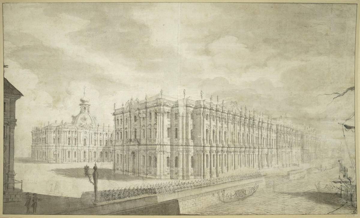 Зимний дворец вниз по Неве, Mikhail Makhayev, 1762