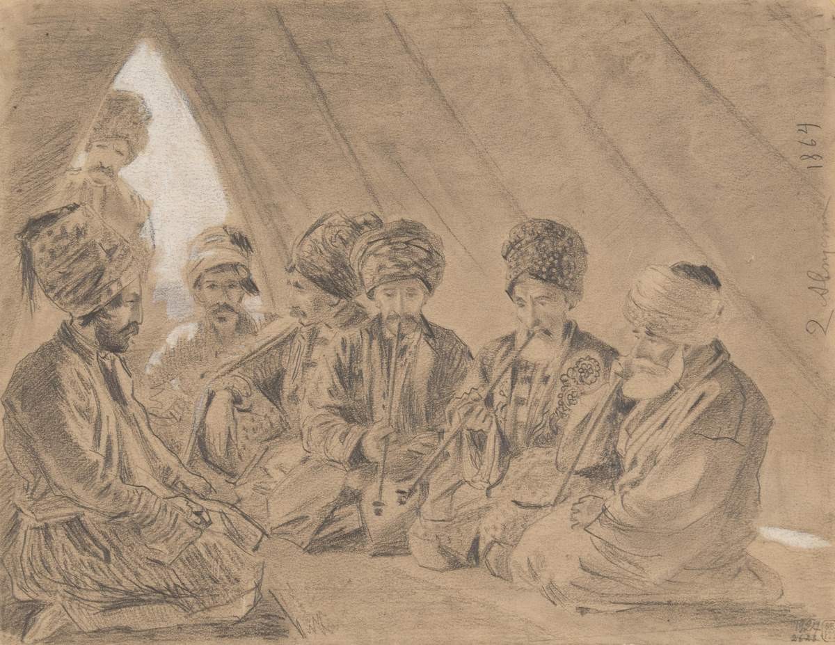 Группа кавказцев в шатре, Vasily Vereshchagin, 1864
