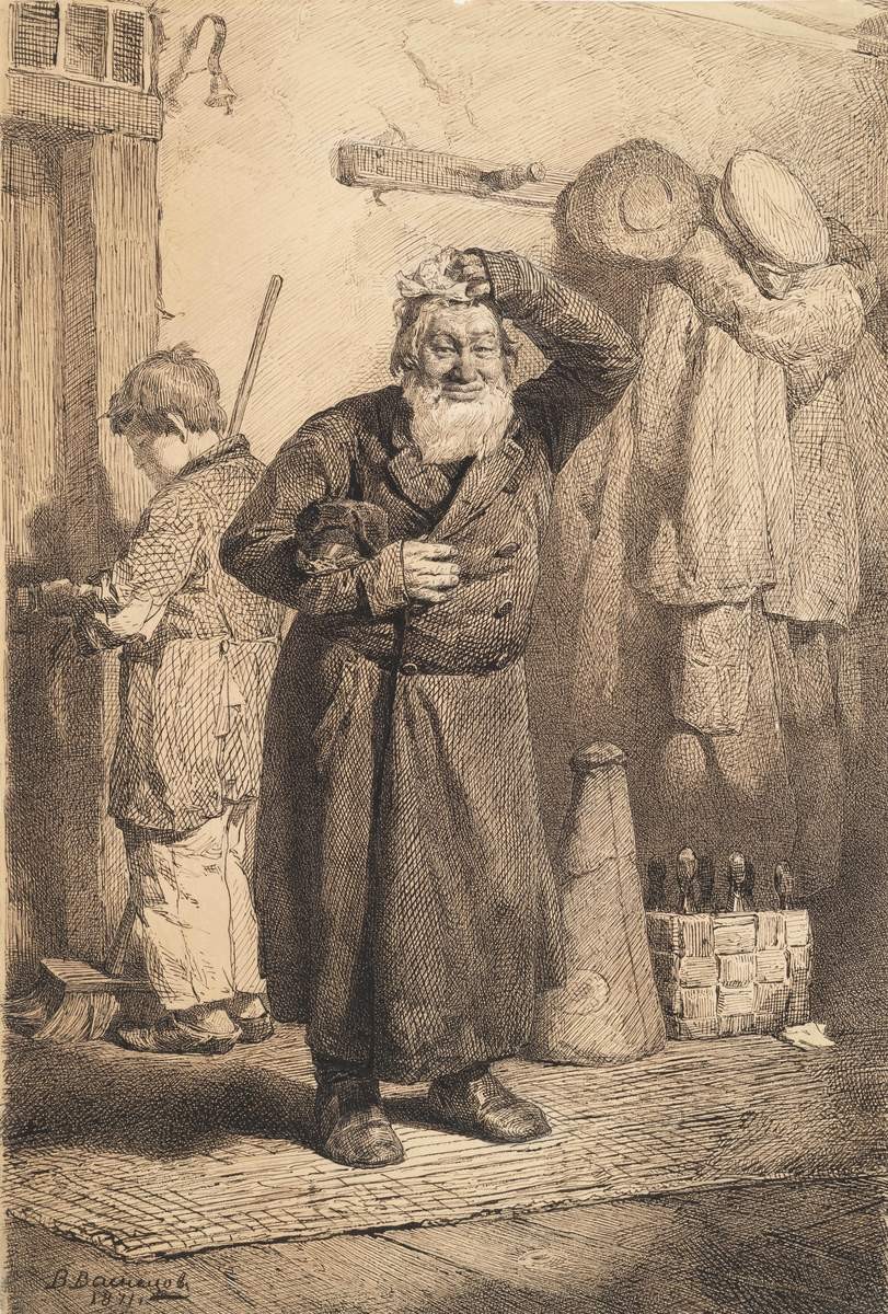 Купец в передней у пристава («С Новым годом!»), Viktor Vasnetsov, 1871