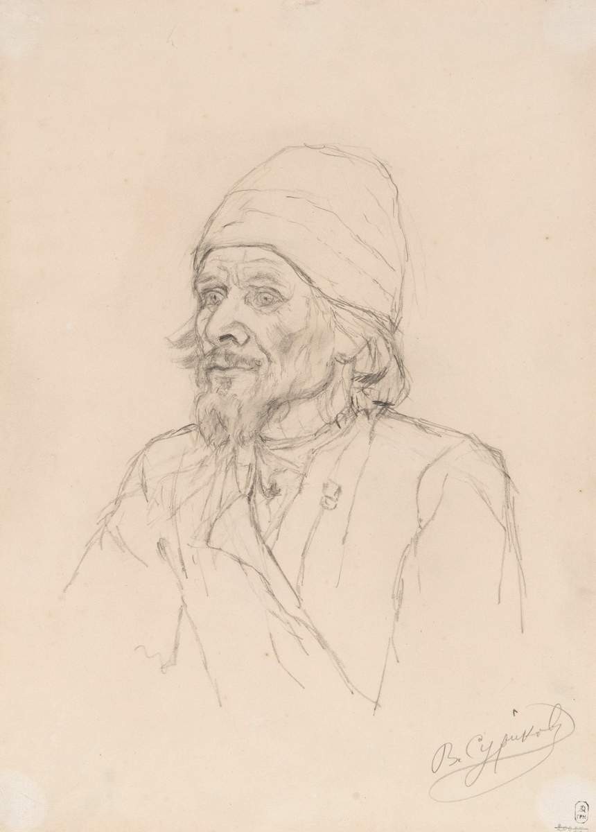 Голова мужчины в скуфье, Vasily Surikov, c. 1884