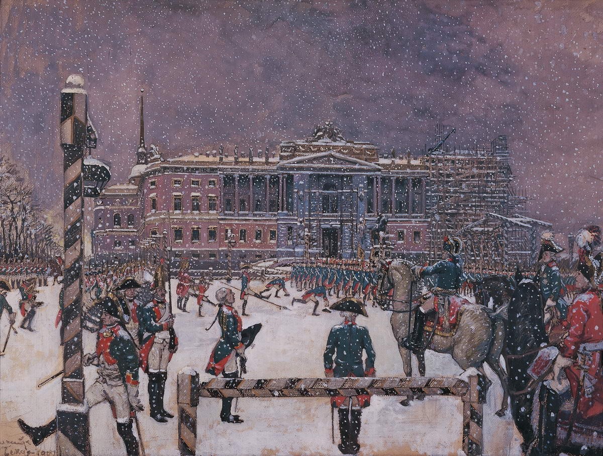 Парад при Павле I, Alexandre Benois, 1907