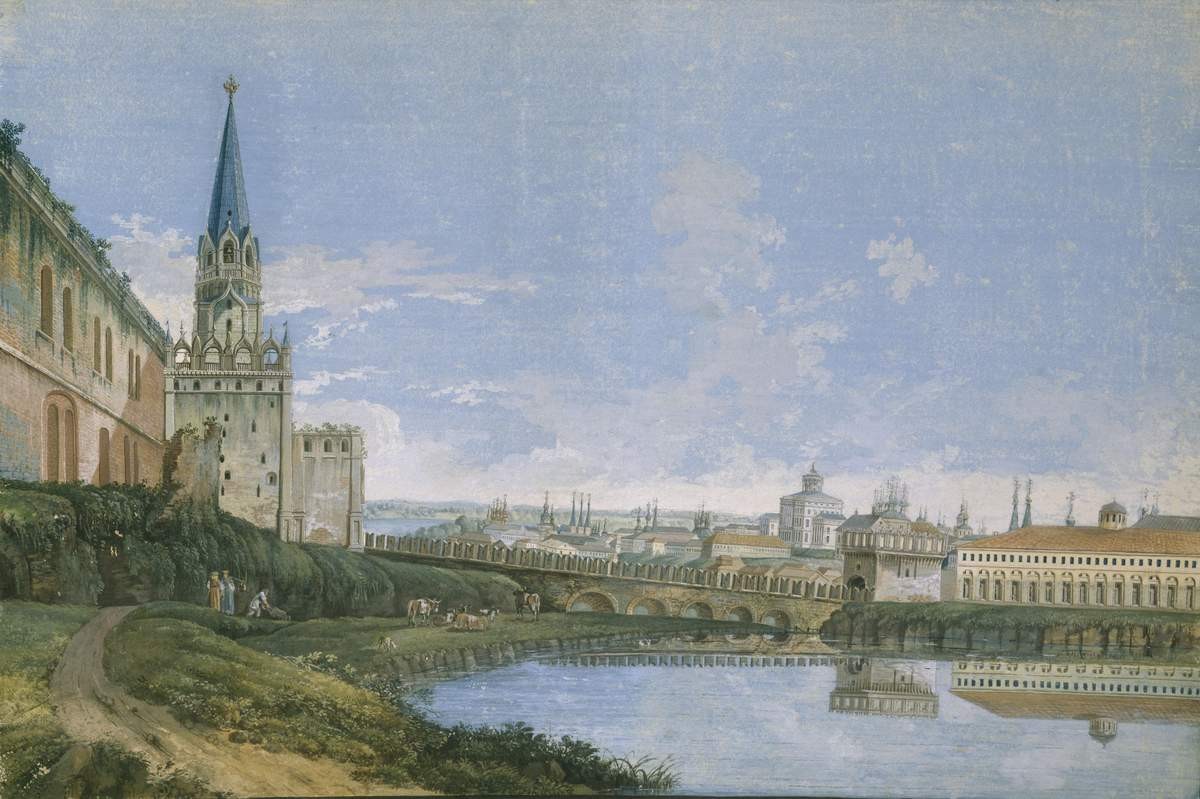 Москва. Вид от Троицких ворот на Кутафью башню и дом Пашкова, Illarion Vasilyevich Moshkov, 1800s (?)