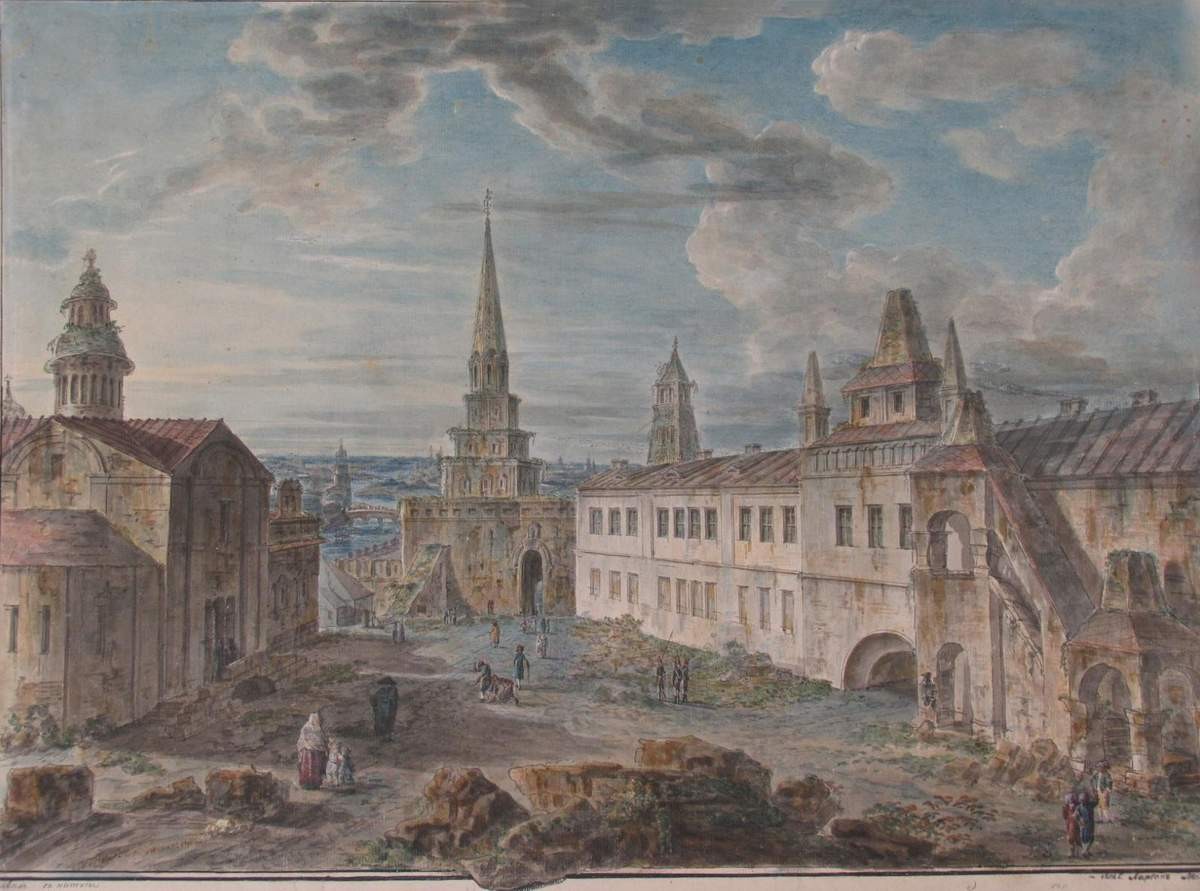 Москва. Вид Боровицких ворот (Вид в Кремле у Боровицких ворот), Illarion Vasilyevich Moshkov, 1802