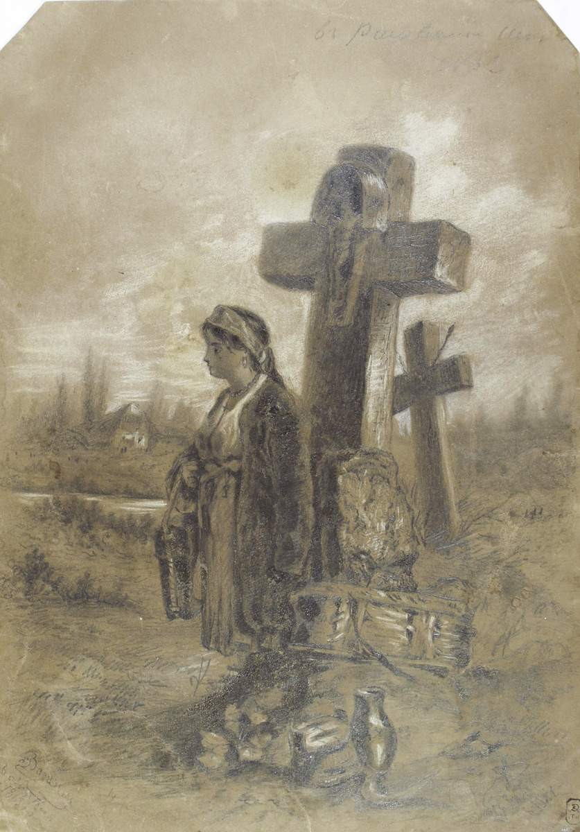 Украинская девушка у придорожного креста, Fyodor Vasilyev, 1863