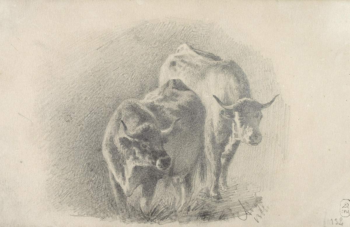 Две коровы, Fyodor Vasilyev, 1866