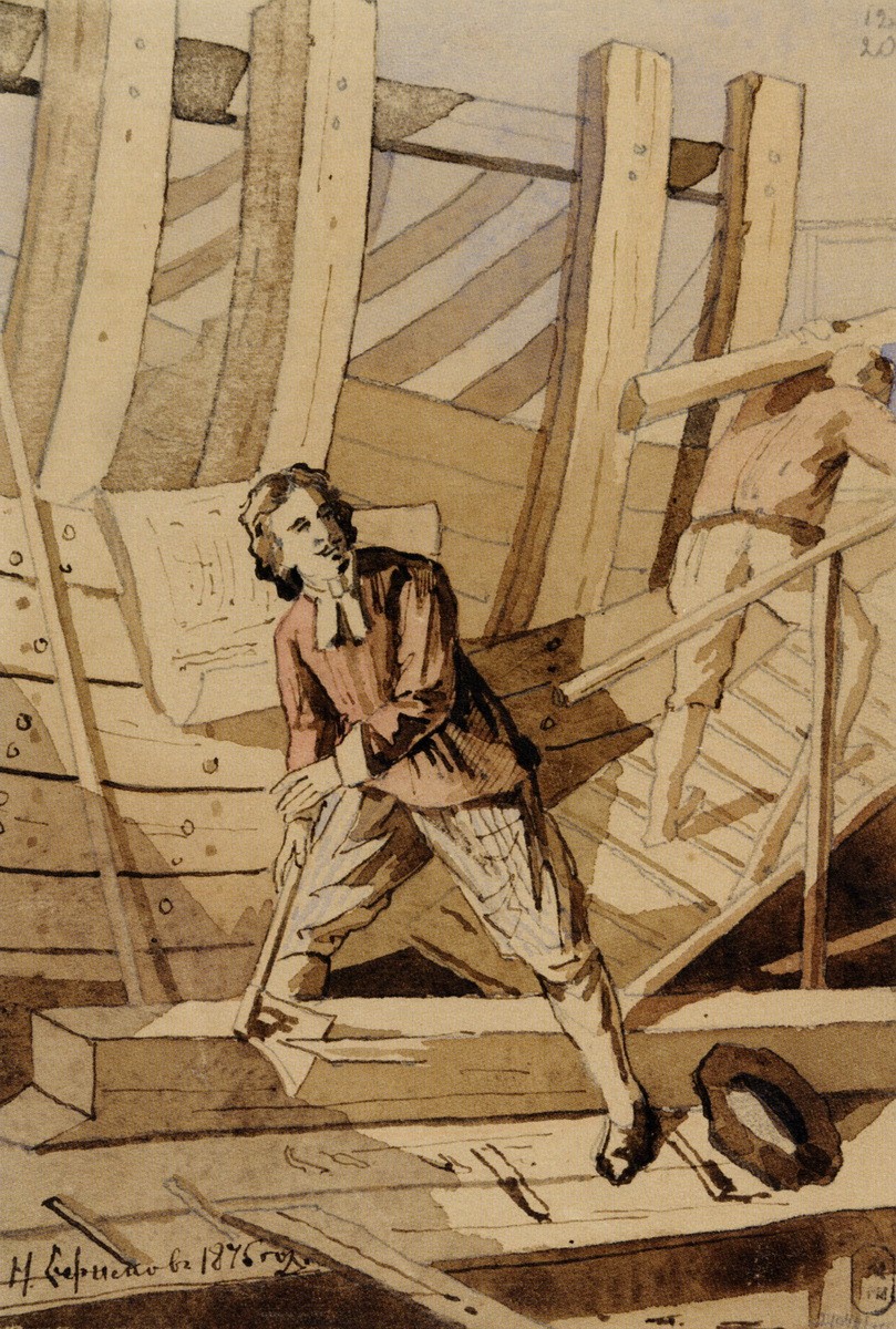 Петр I — плотник, Nikolay Yefimovich Yefimov, 1875