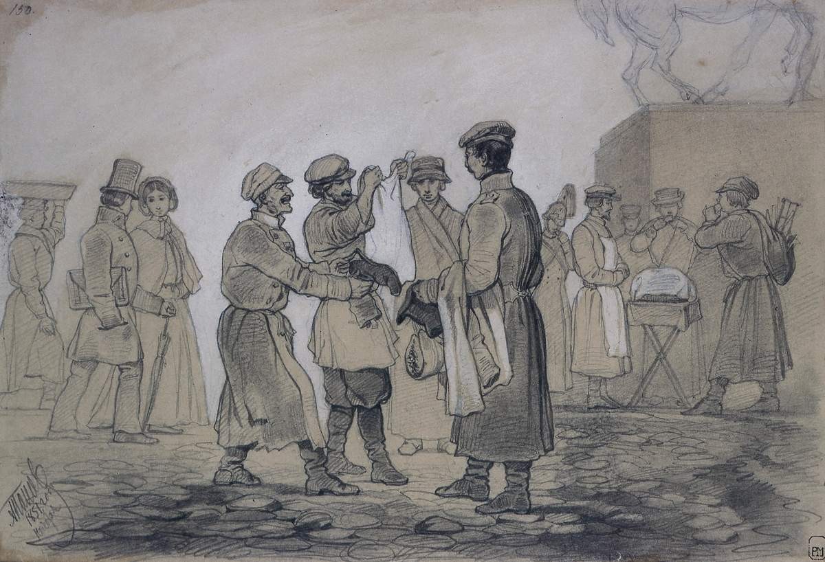 На Аничковом мосту, Andrei Andreyevich Popov, 1851