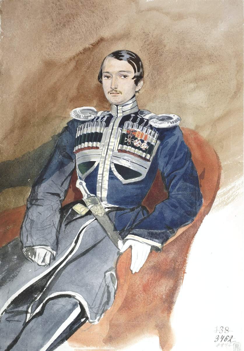 Портрет молодого офицера в черкеске, Grigory Gagarin, 1840s