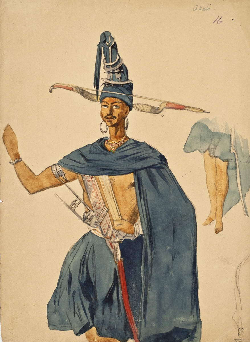 Молодой воин из секты акали (из свиты короля Пенджаба Шер Сингха), Aleksey Dmitriyevich Saltykov, 1842