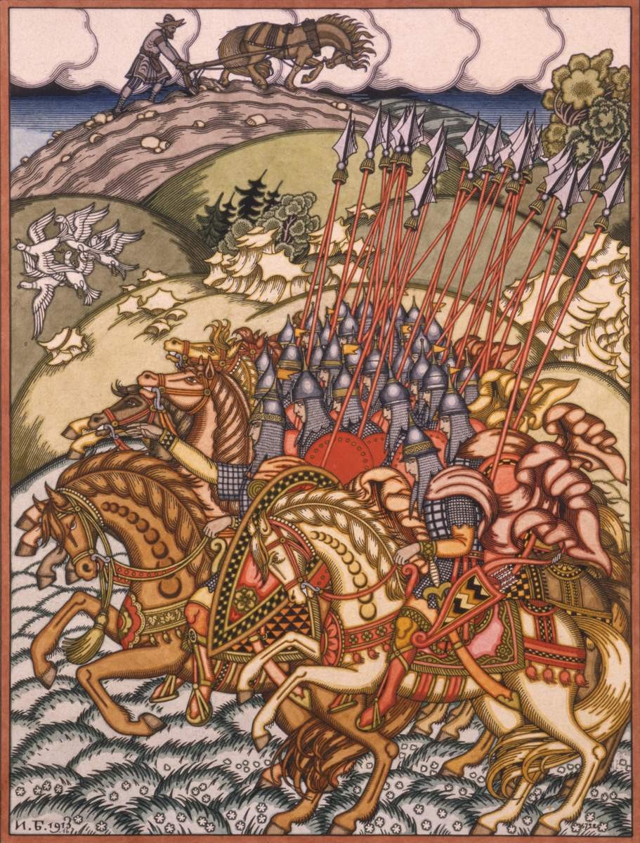 Дружина Вольги и Микула, Ivan Bilibin, 1913