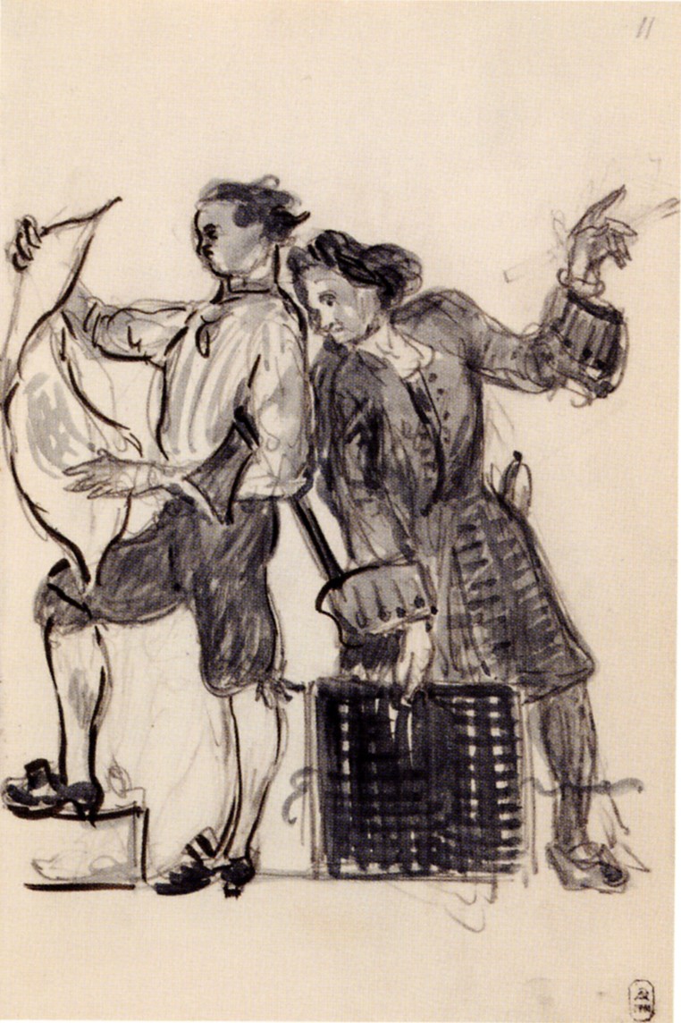 Петр I с чертежом в руках и придворный, Mstislav Valerianovitch Dobuzinski, 1910