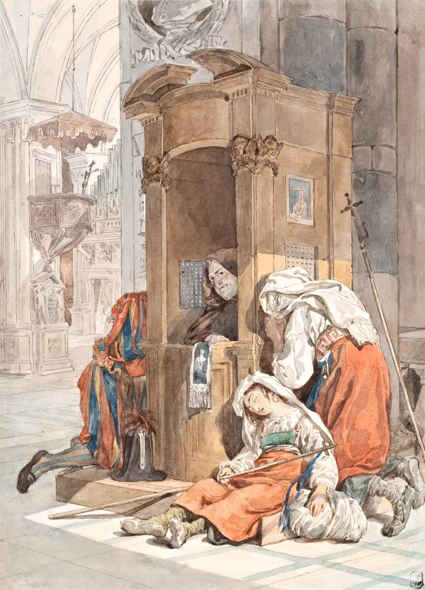 На исповеди, Karl Bryullov, 1827–1831