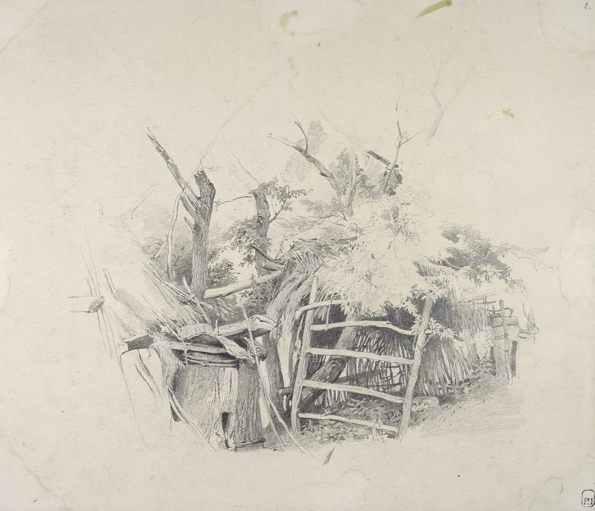 Деревья и плетень, Fyodor Vasilyev, late 1860s (?)