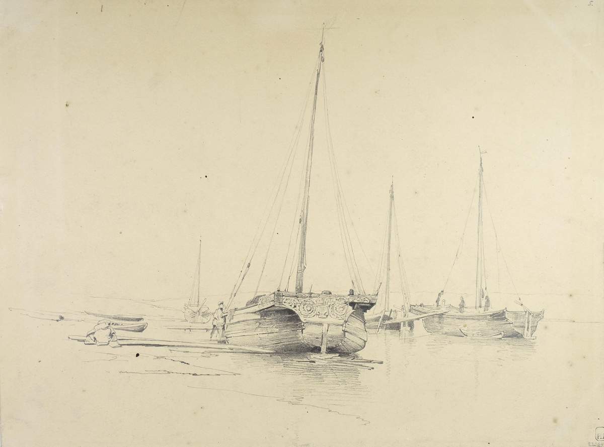 Баржи на Волге, Fyodor Vasilyev, 1870 (?)