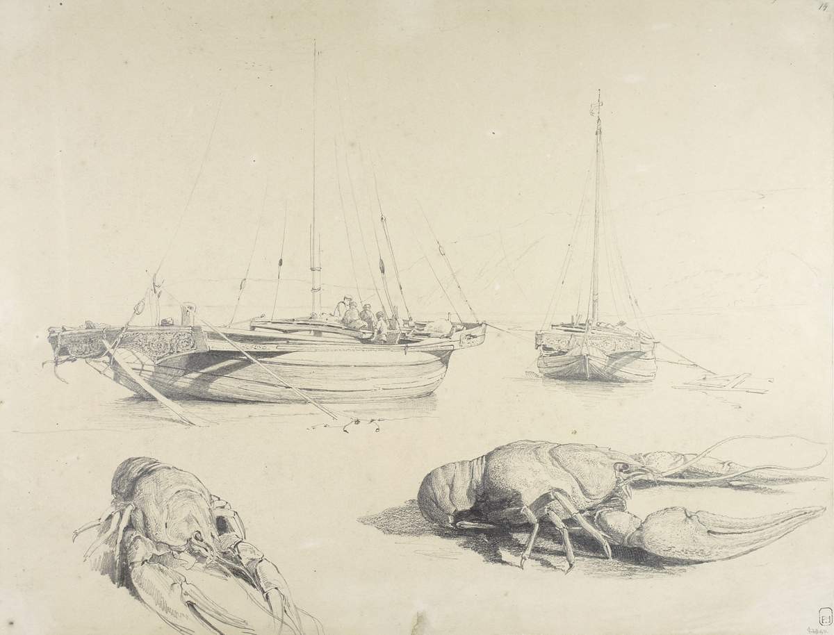 Барки у берега. Раки, Fyodor Vasilyev, 1870