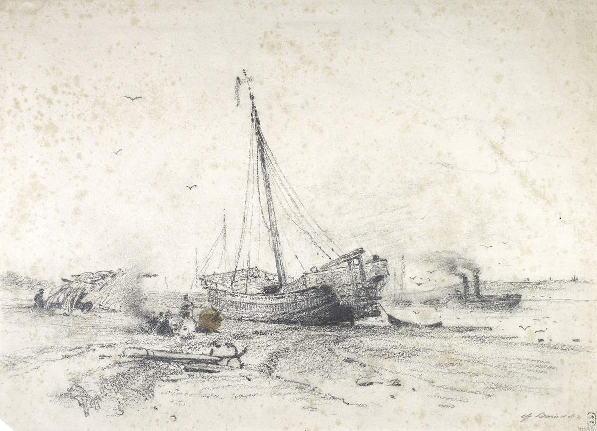 Баржи на Волге, Fyodor Vasilyev, 1870 (?)