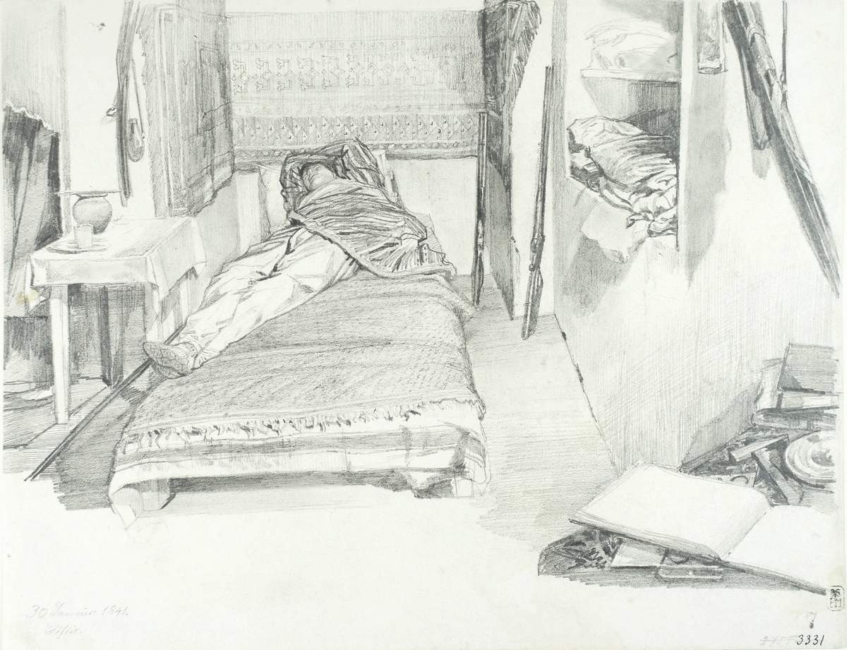 Спящий на диване, Grigory Gagarin, 1841